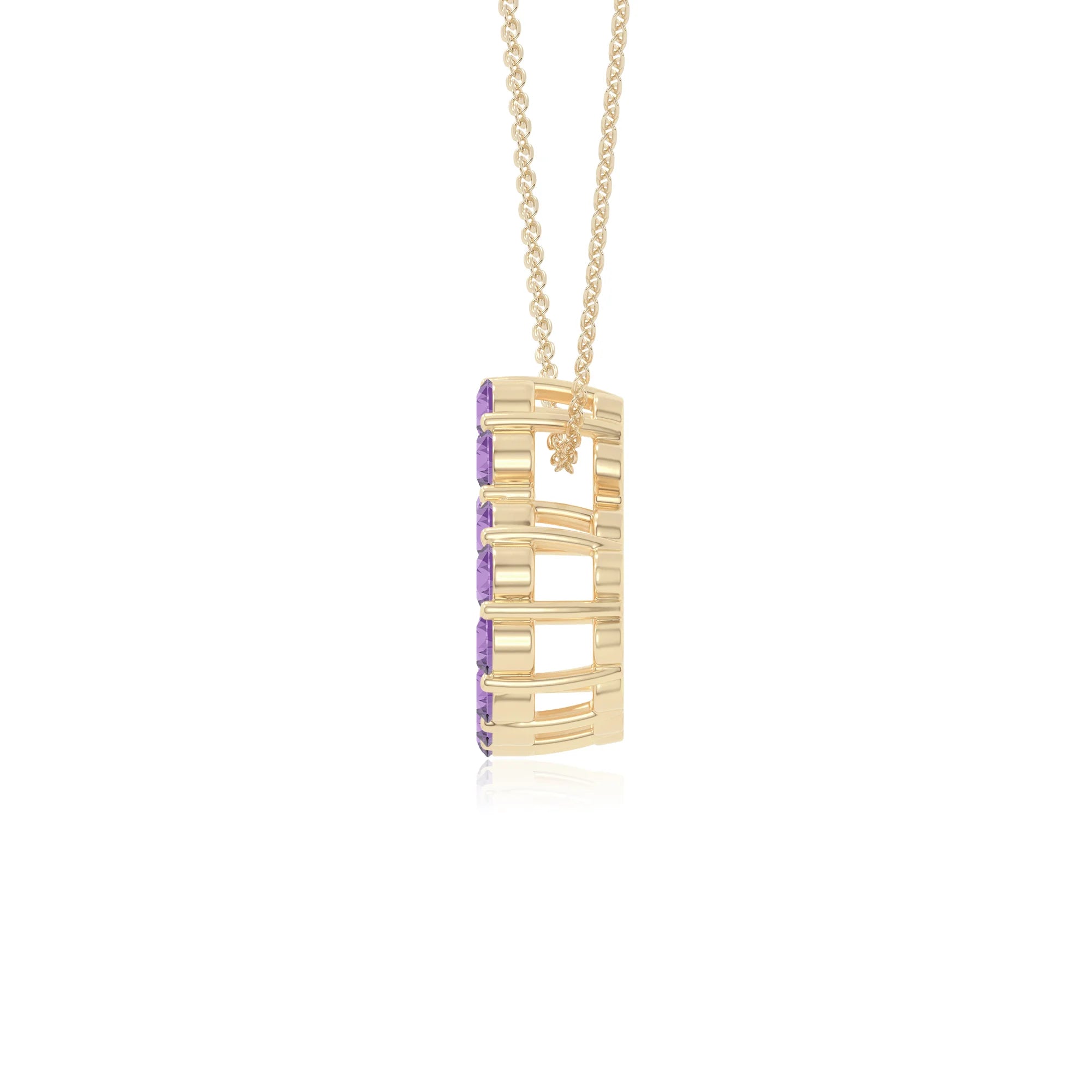 natural amethyst heart necklaces in yellow gold vermeil 