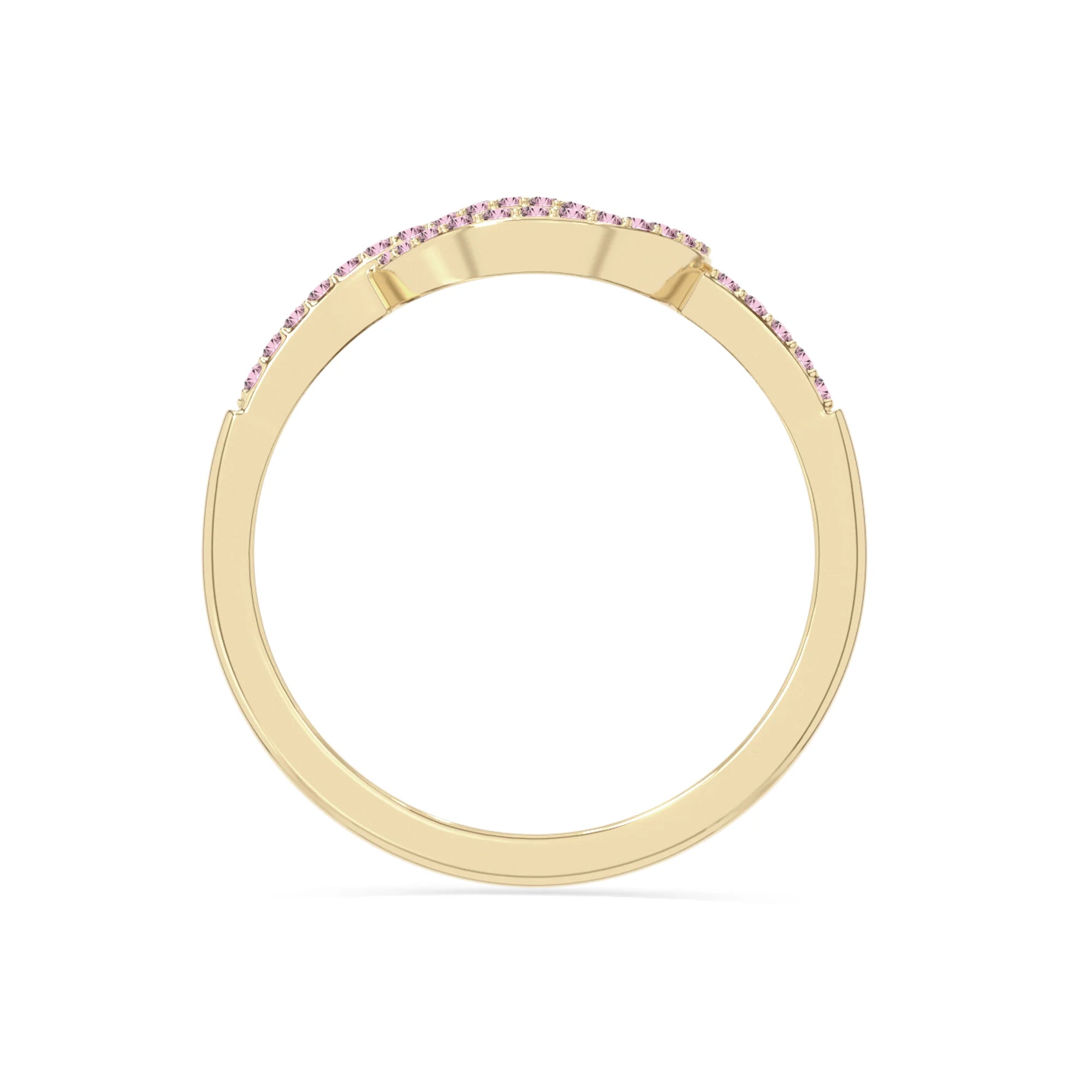 natural pink tourmaline infinity knot promise rings in yellow gold vermeil
