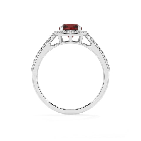 natural garnet cushion half eterity halo solitaire engagement ring