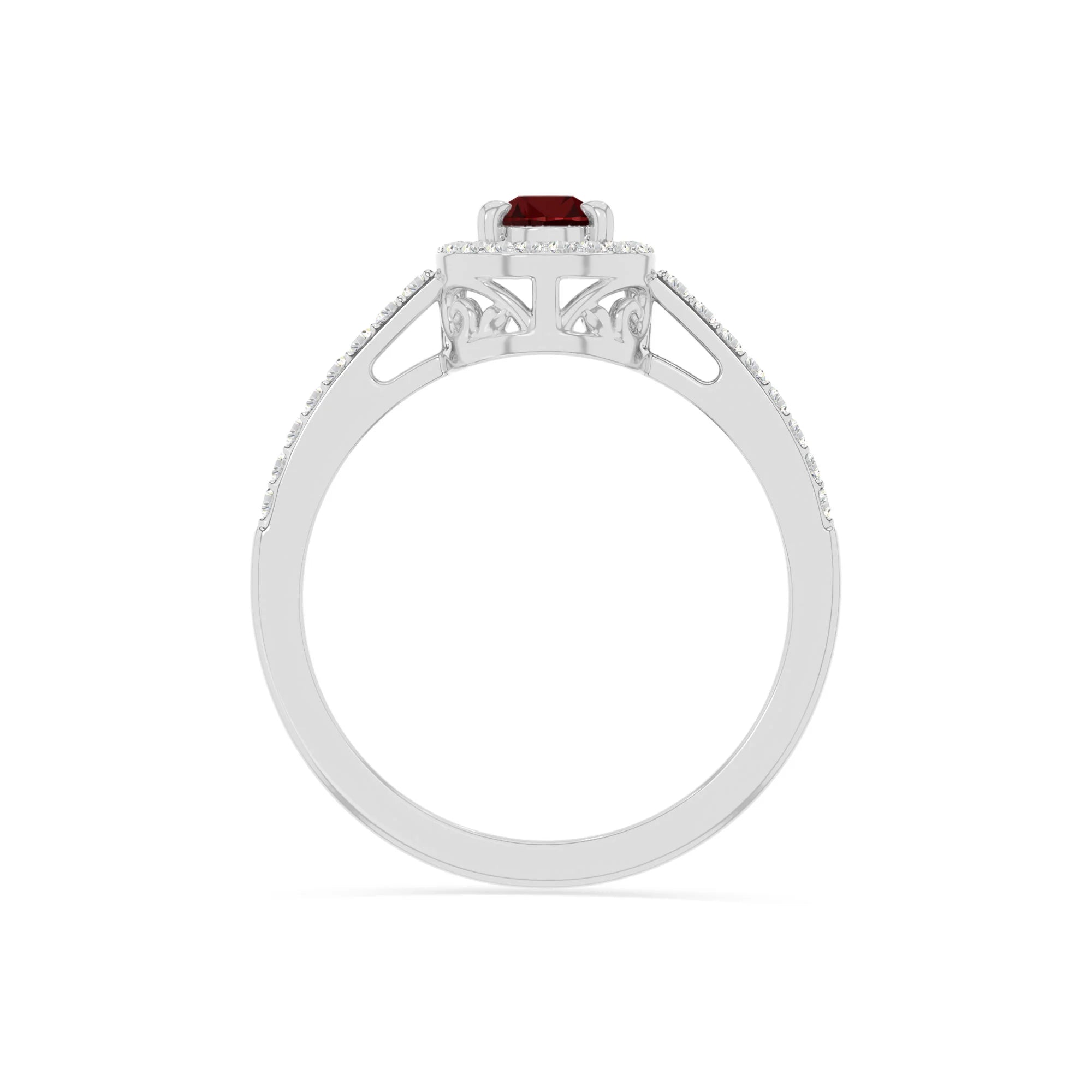 natural garnet solitaire halo engagement rings in sterling silver 