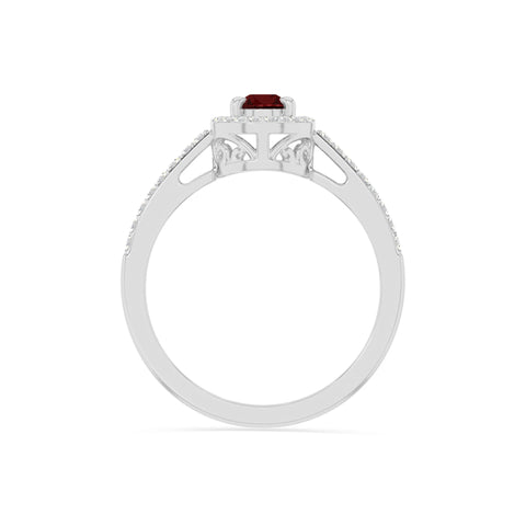 natural garnet solitaire halo engagement rings in sterling silver 