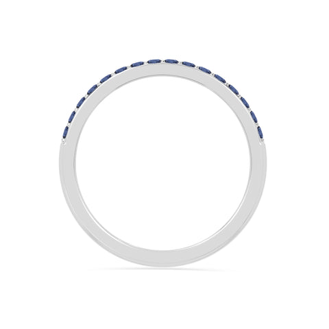 natural blue sapphire half eternity band rings in sterling silver 