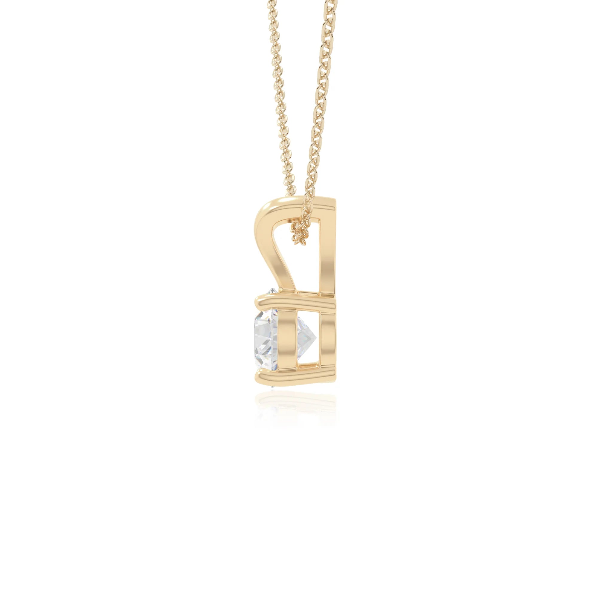 moissanite v-bale solitaire necklaces in yellow gold vermeil 