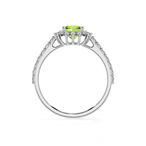 natural peridot cushion half eterity halo solitaire engagement ring