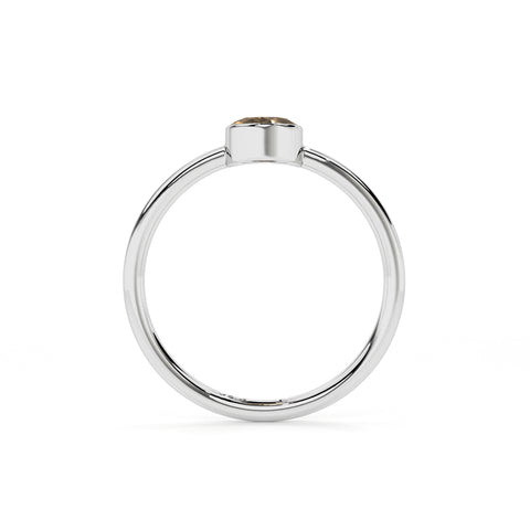 smoky quartz oval cut stackable bezel-set ring