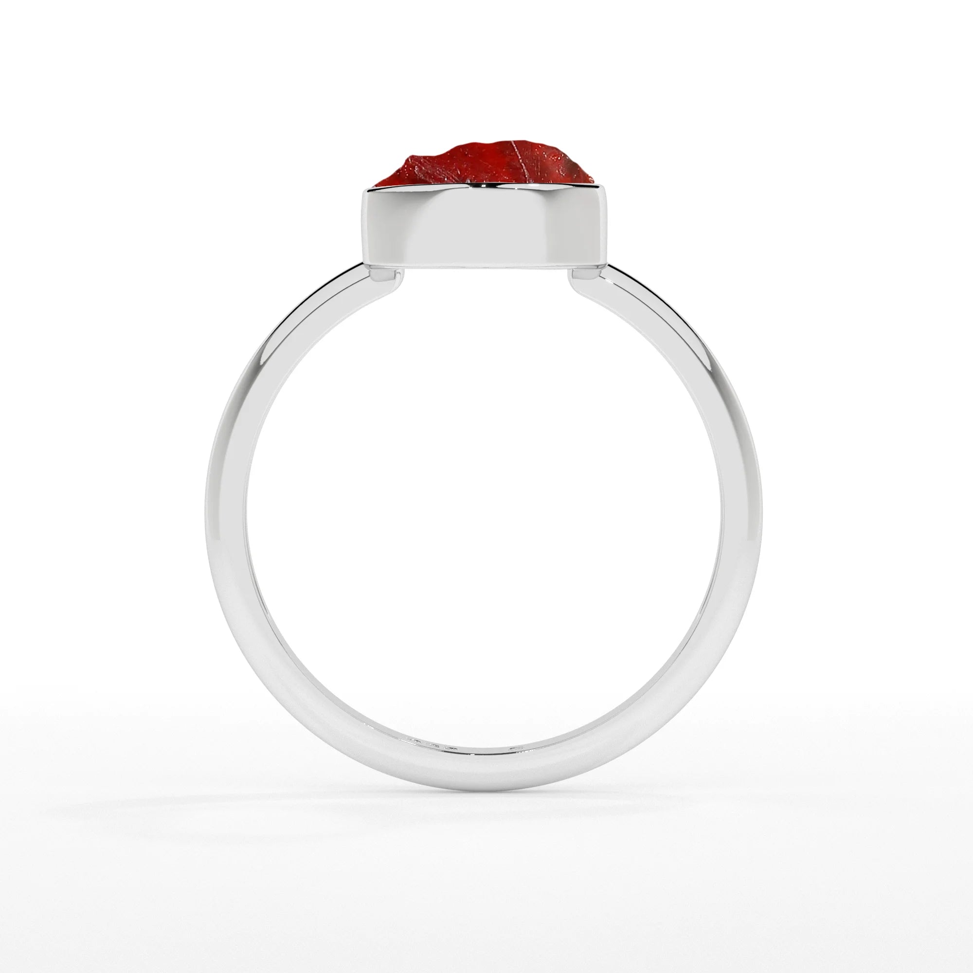 red-garnet rough shape stackable bezel-set ring