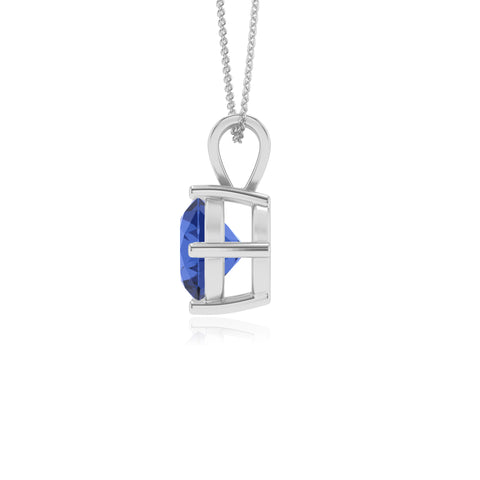 lab grown blue-sapphire round shape solitaire v-bale pendant necklace