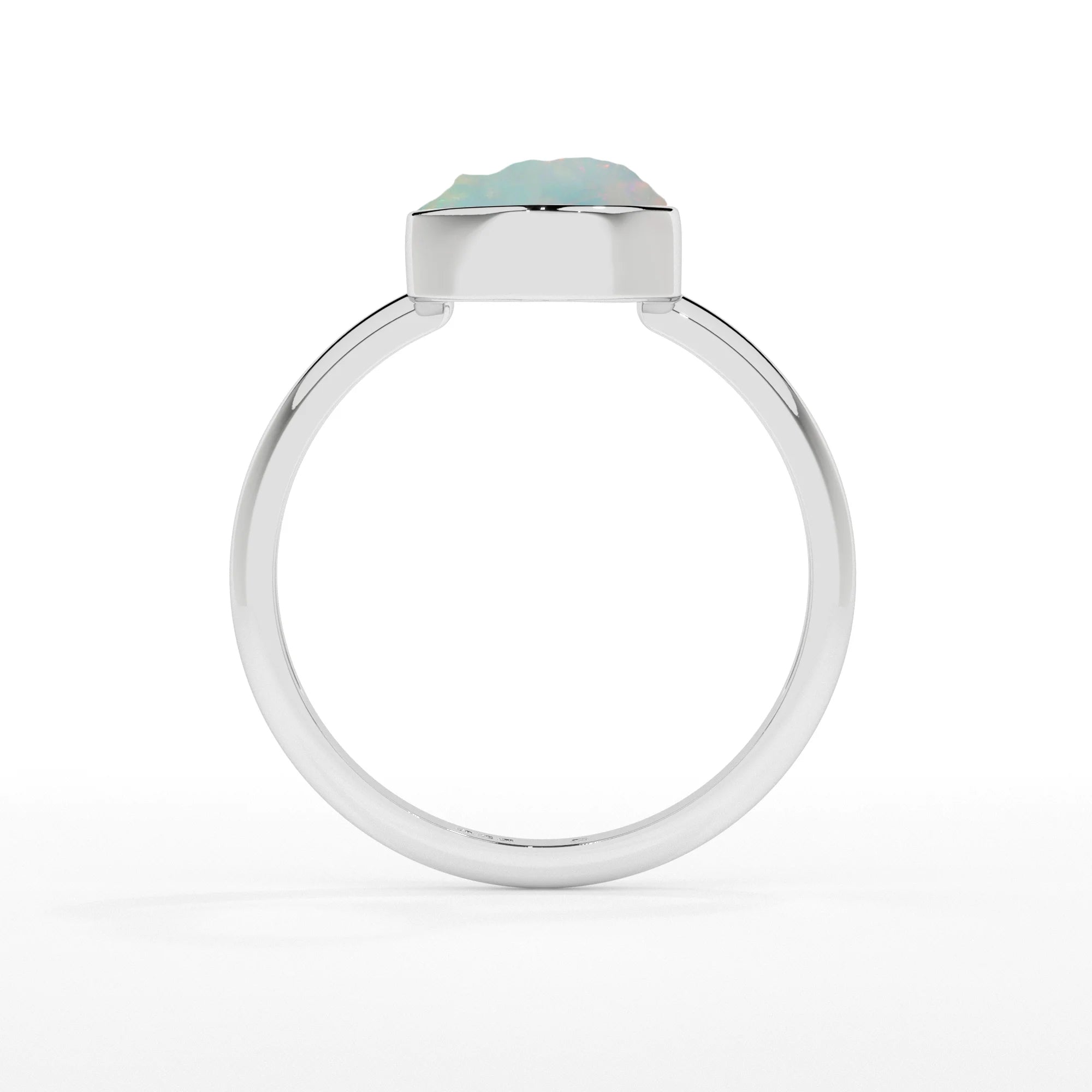 ethiopian-opal rough shape stackable bezel-set ring