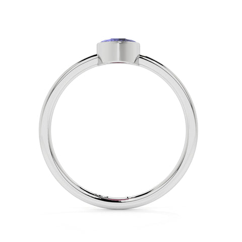 tanzanite pear cut stackable bezel-set ring