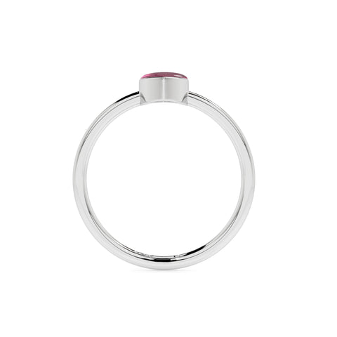 pink tourmaline pear cab stackable bezel-set ring