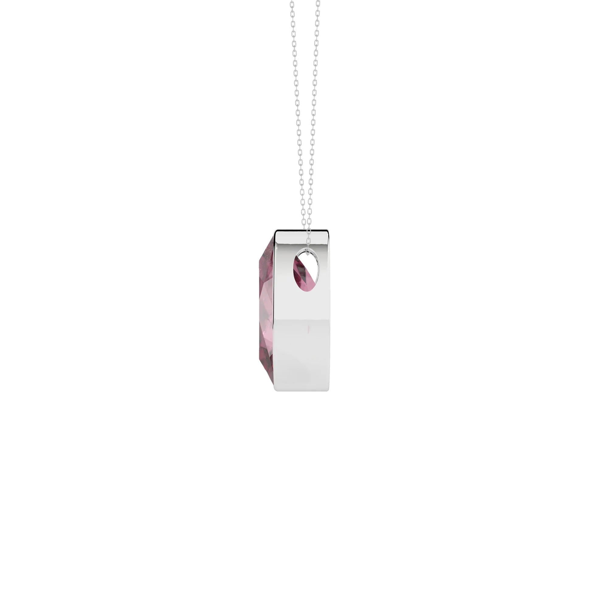 natural pink-tourmaline oval shape pendant necklace