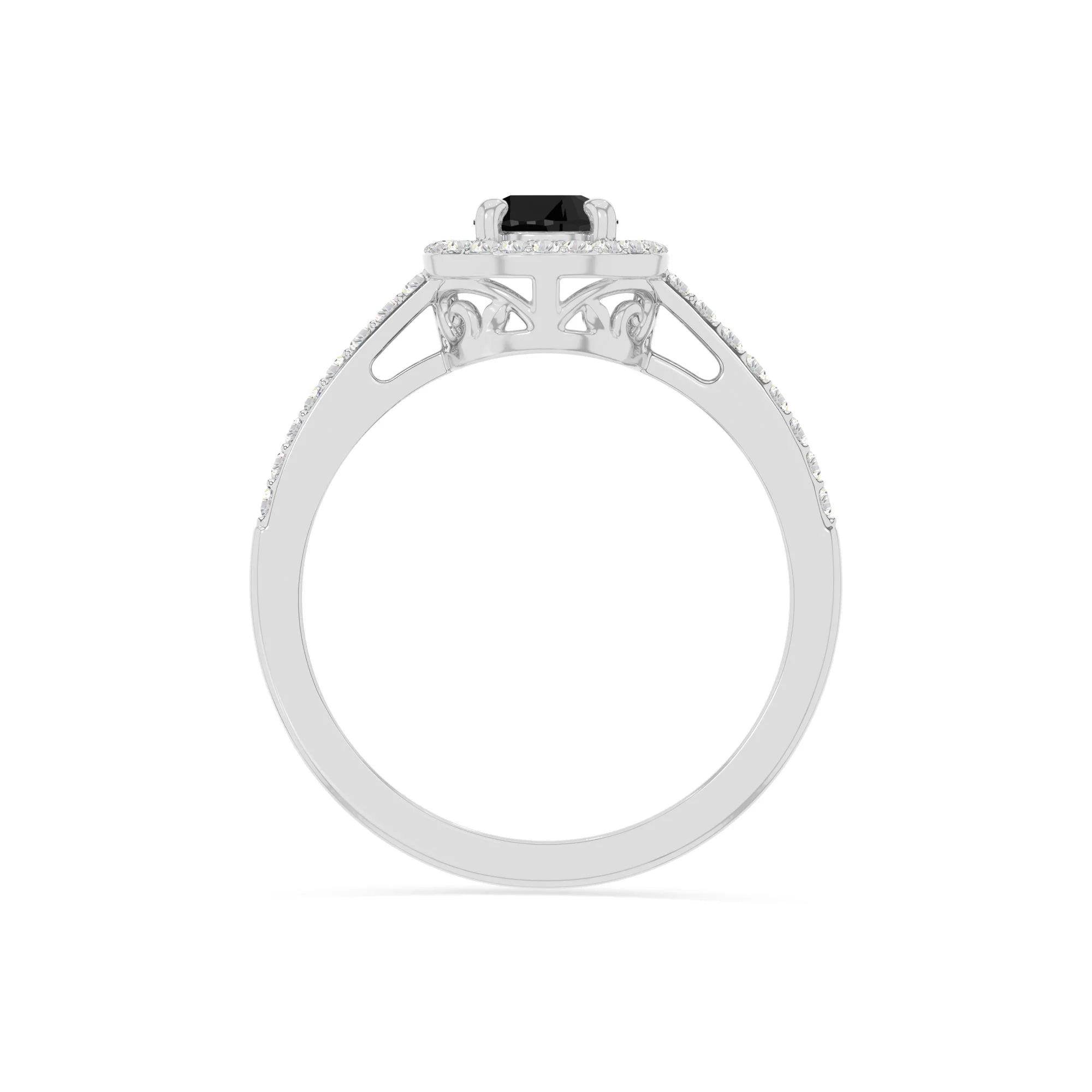 natural black onyx solitaire halo engagement rings in sterling silver 