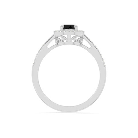 natural black onyx solitaire halo engagement rings in sterling silver 