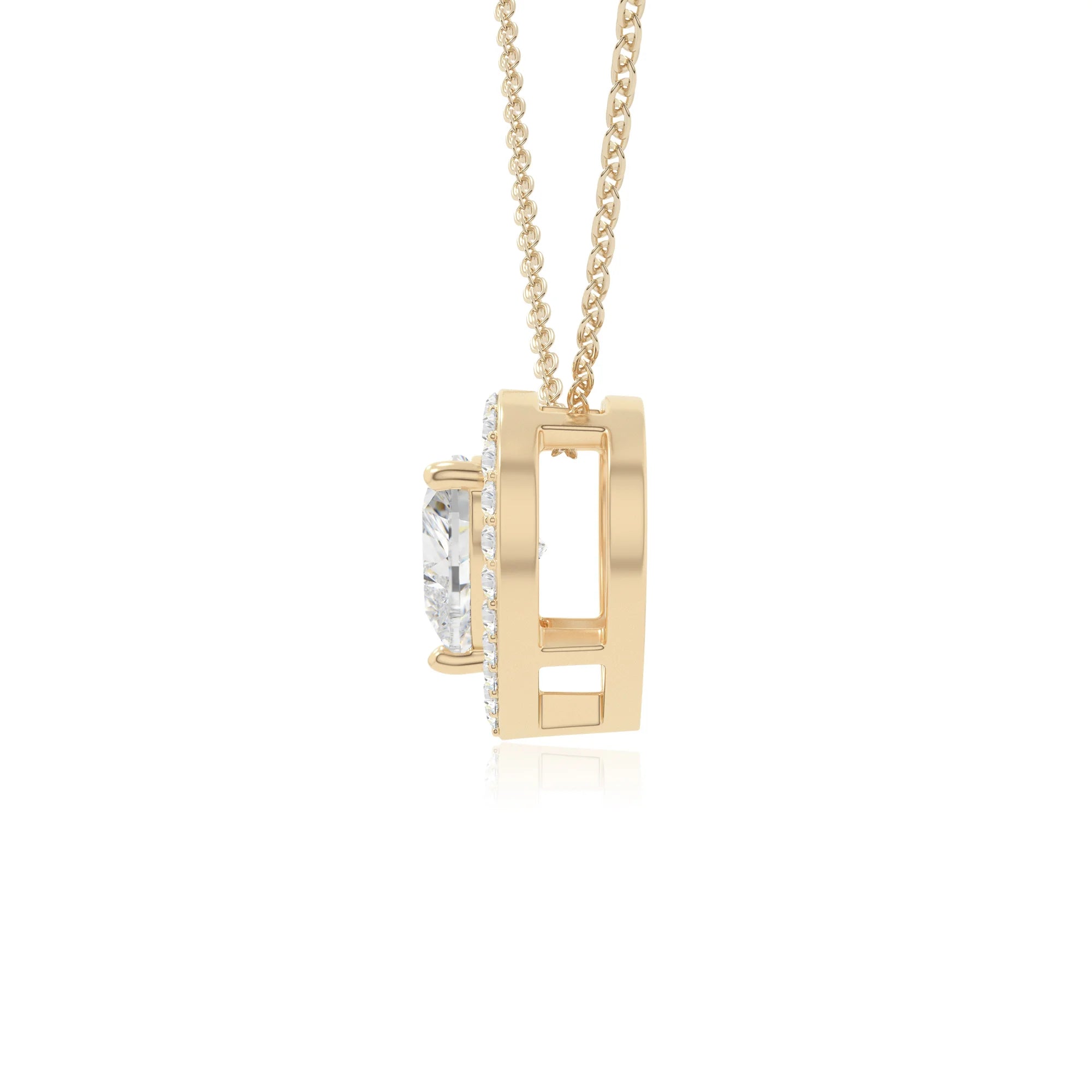 moissanite v-bale solitaire necklaces in yellow gold vermeil 