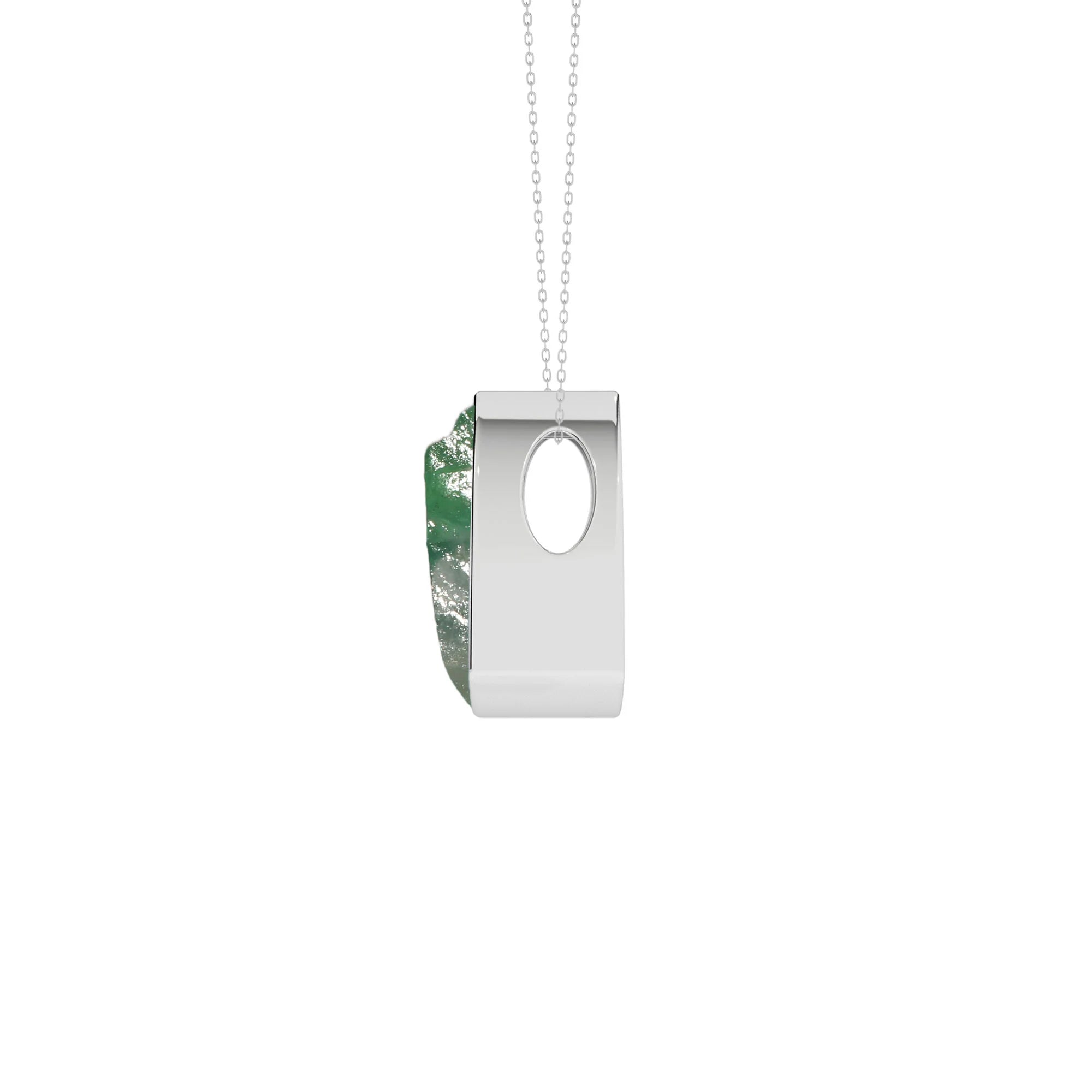 natural green-moonstone trillion shape pendant necklace