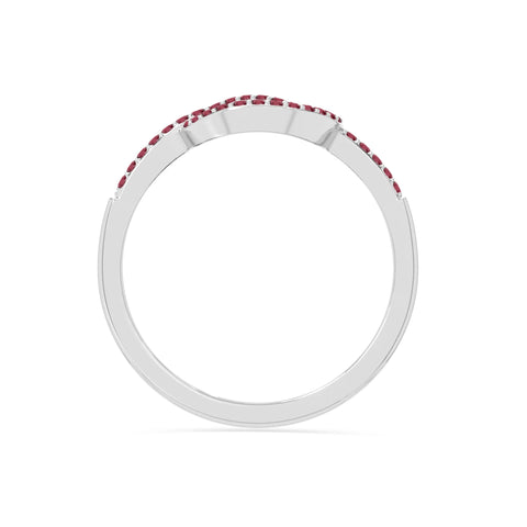 natural ruby infinity knot promise rings in sterling silver 