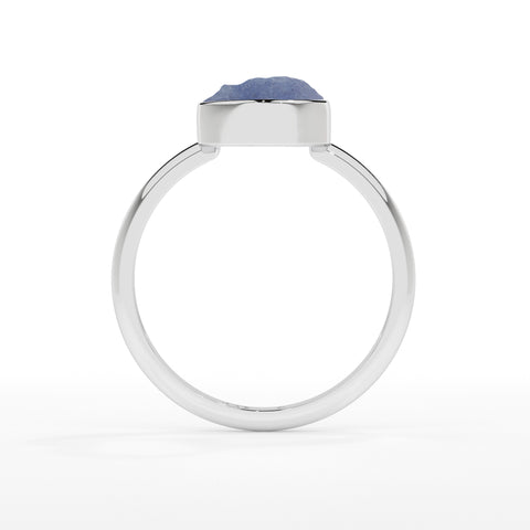 tanzanite rough shape stackable bezel-set ring