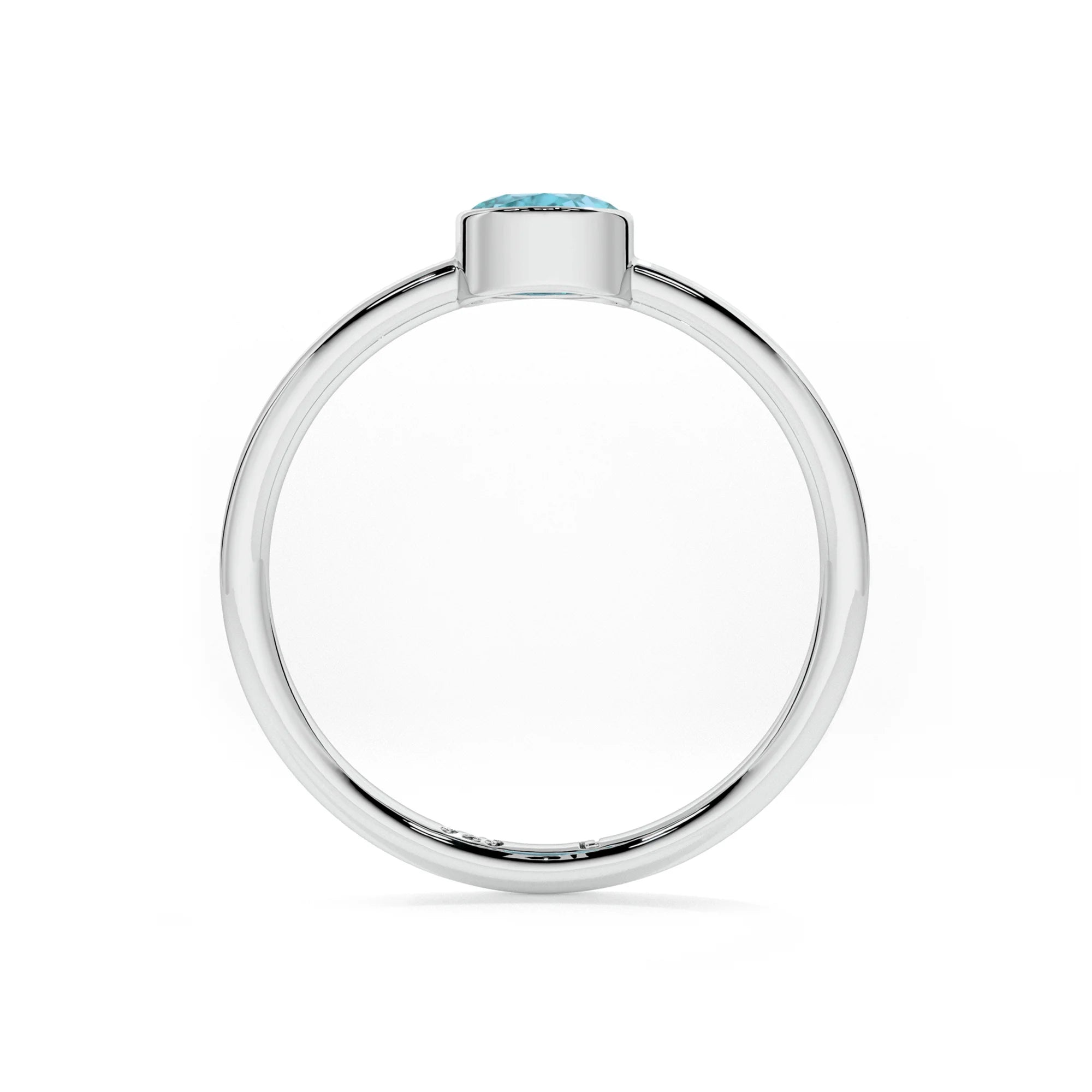 paraiba apatite round cut stackable bezel-set ring