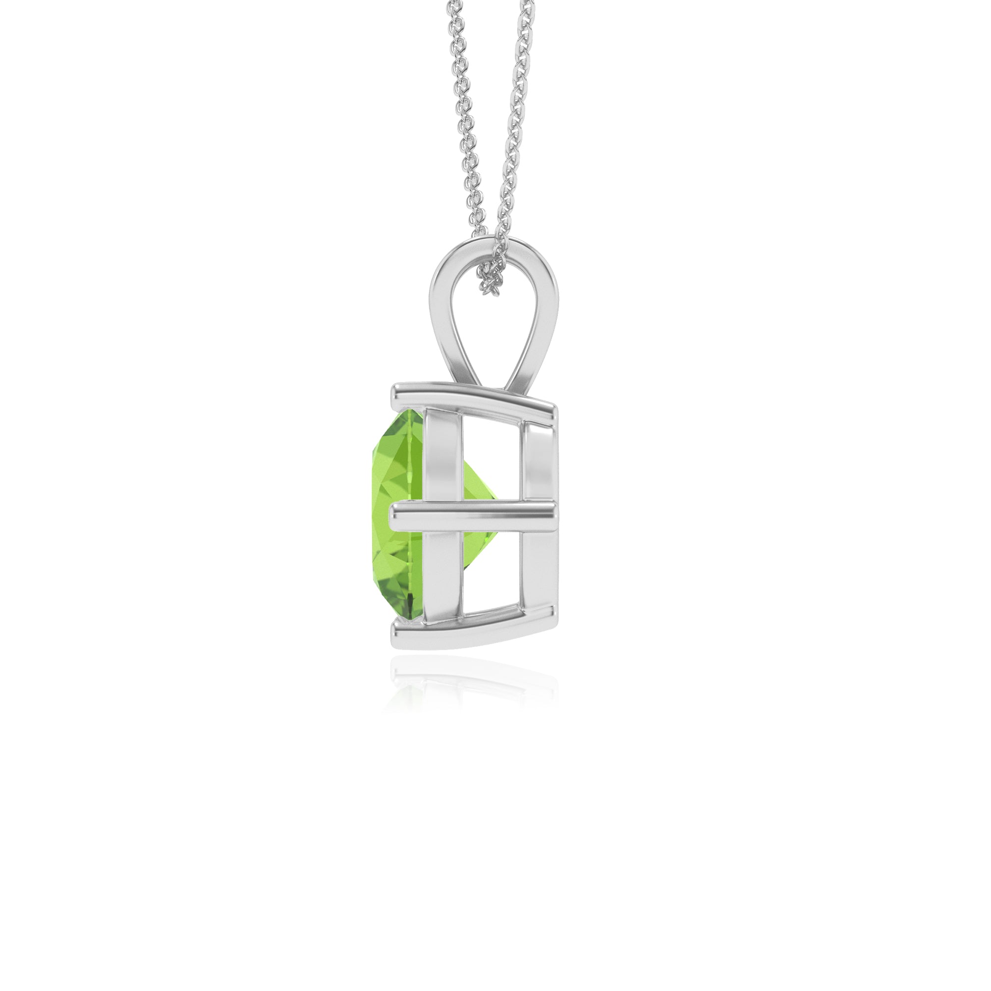 lab grown peridot round shape solitaire v-bale pendant necklace