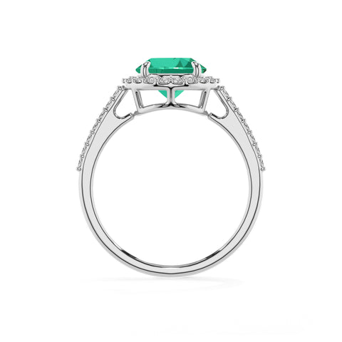 lab-grown emerald round half eterity halo solitaire engagement ring