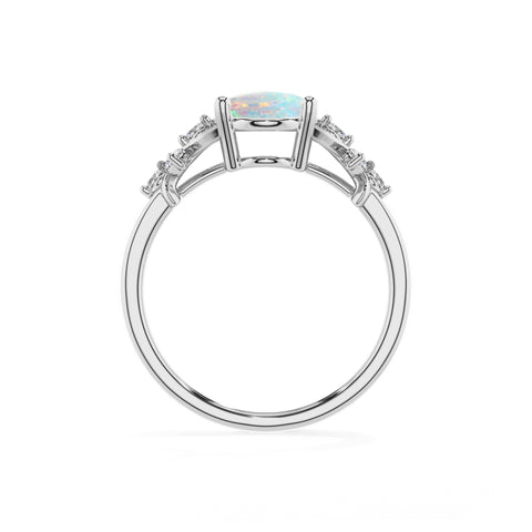 lab grown opal oval criss cross solitaire engagement ring