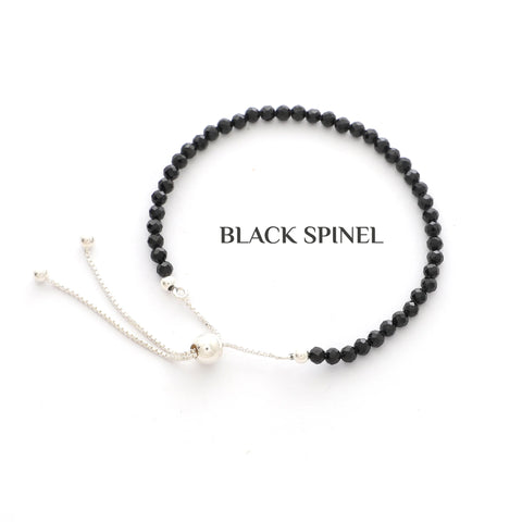 natural black-spinel round shape bolo bracelet