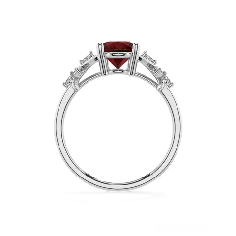 natural garnet pear criss cross solitaire engagement ring