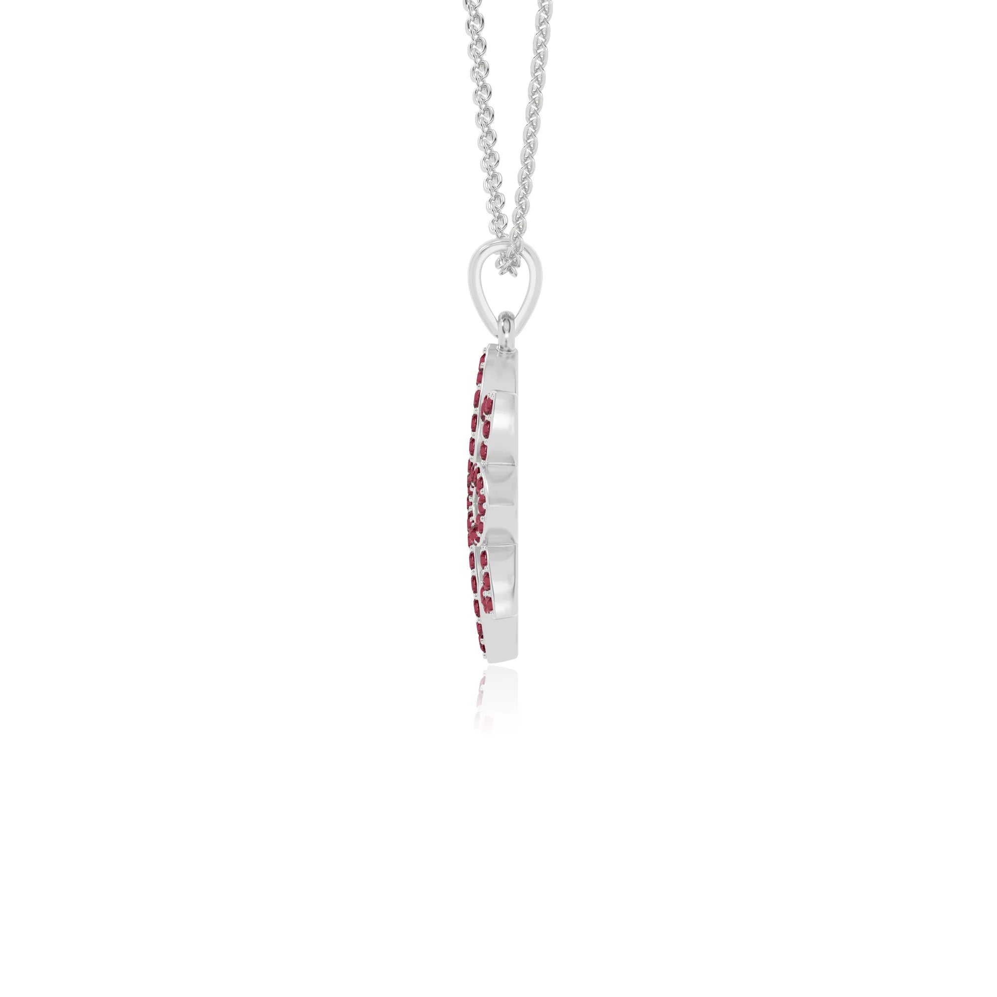 natural ruby flower necklaces in sterling silver 