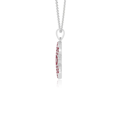 natural ruby flower necklaces in sterling silver 