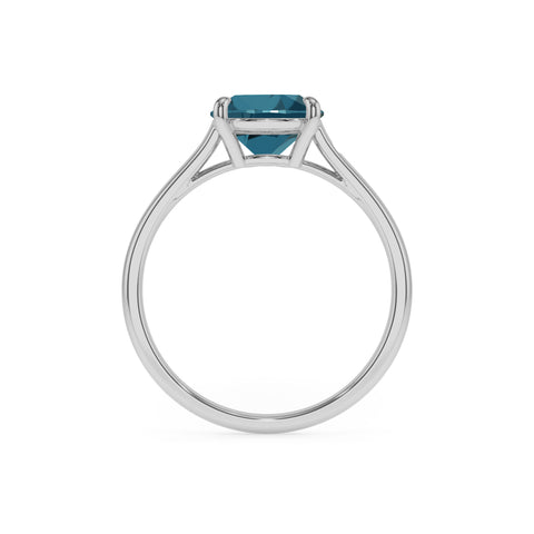 natural london blue topaz cushion solitaire engagement ring