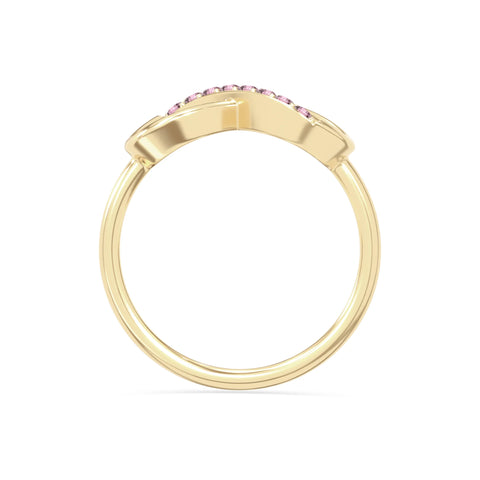natural pink tourmaline infinity promise rings in yellow gold vermeil