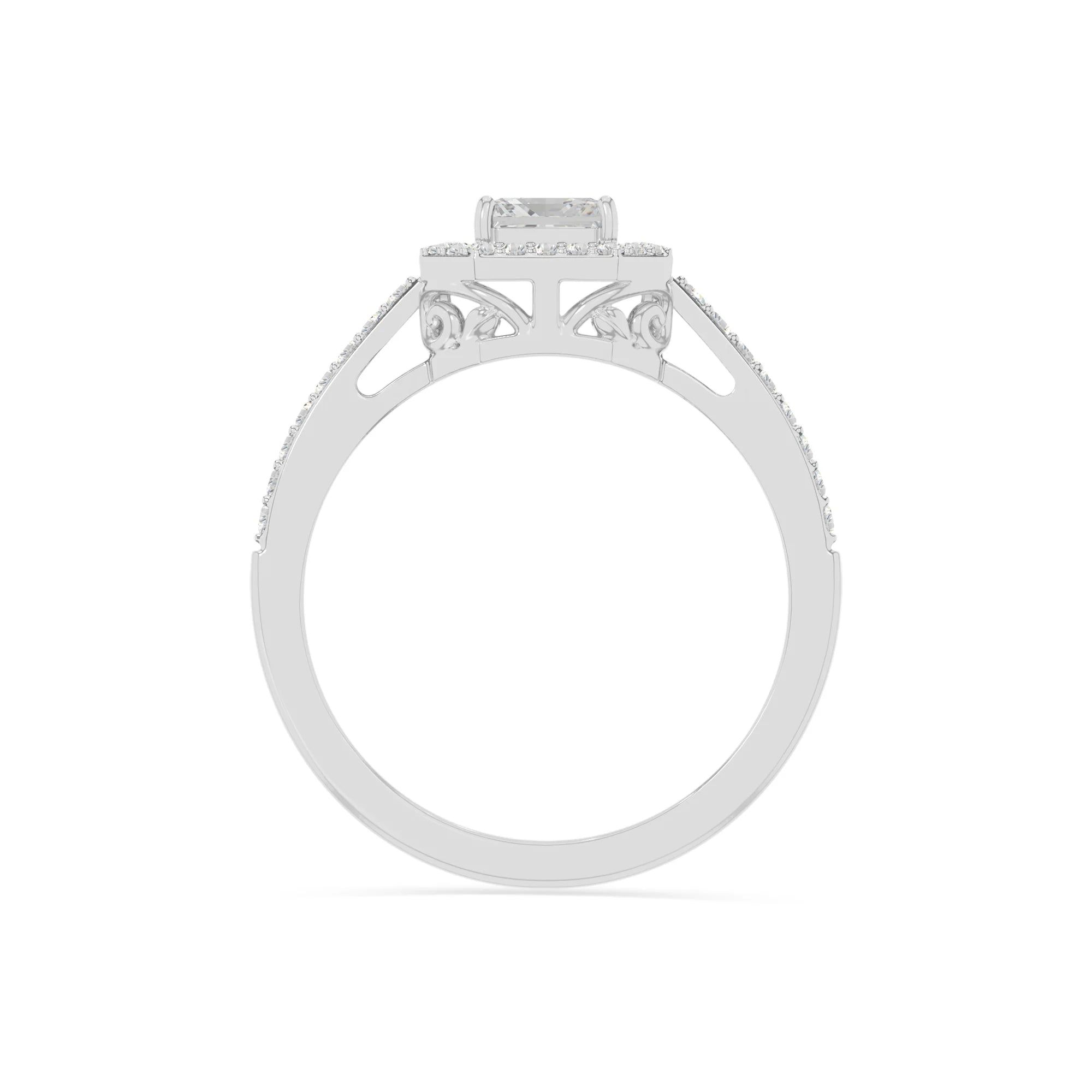 natural moissanite solitaire halo engagement rings in sterling silver 