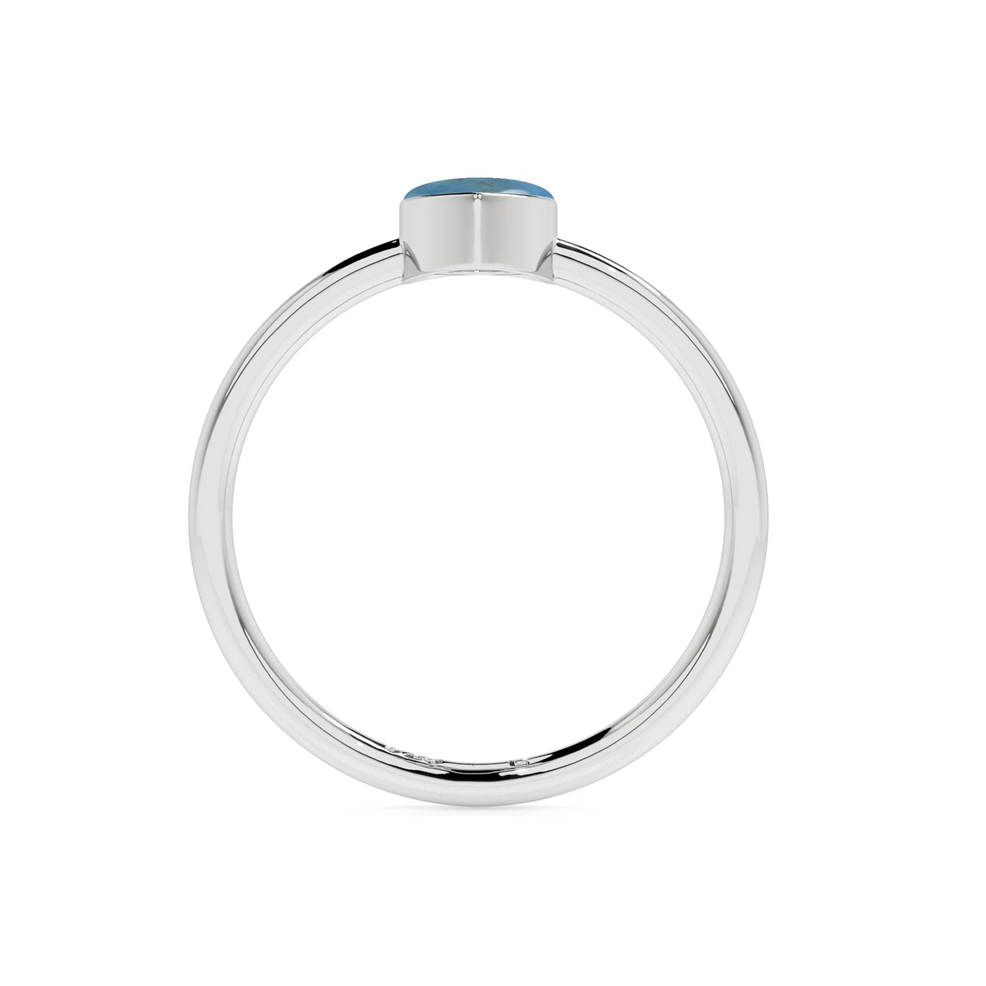 turquoise pear cab stackable bezel-set ring