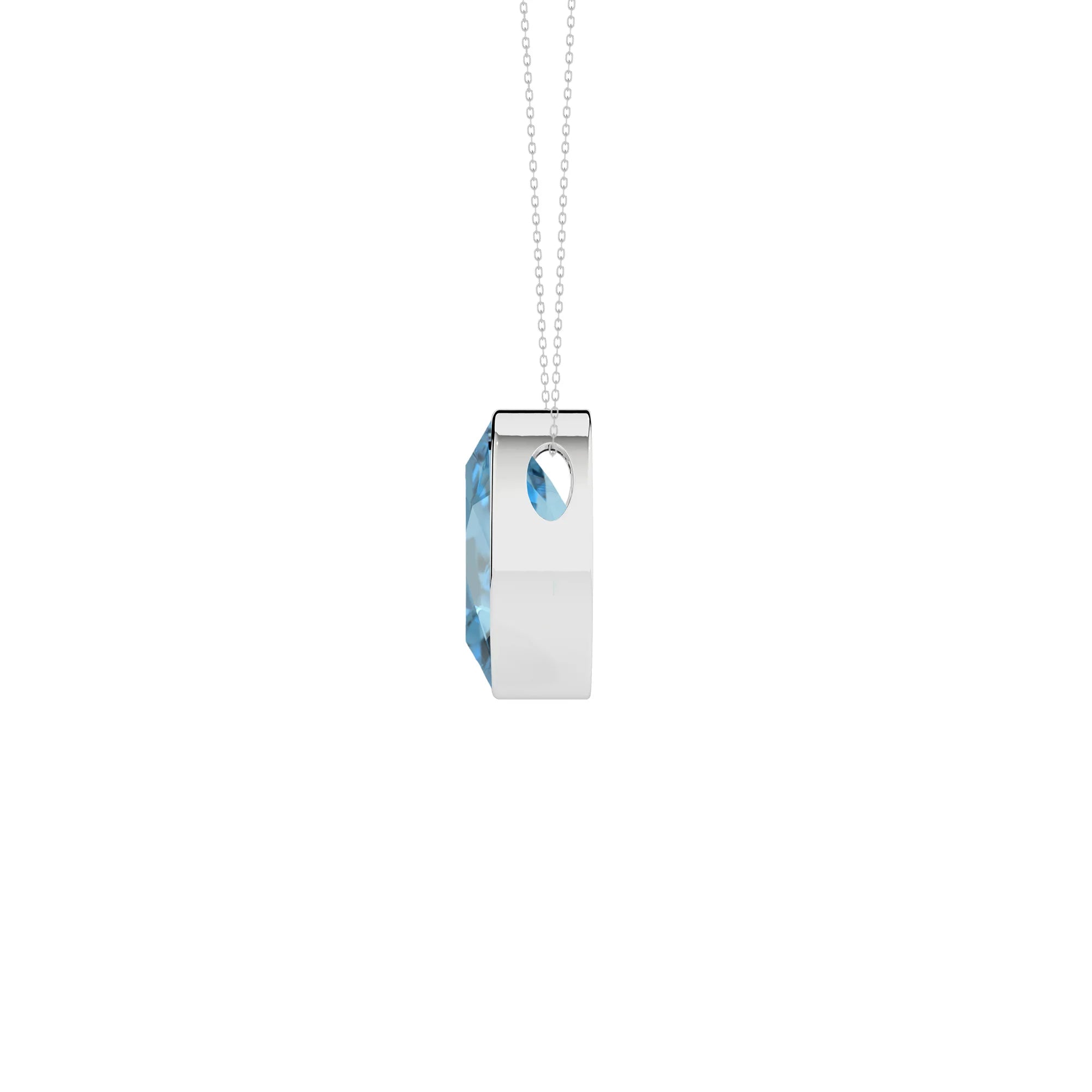 natural swiss-blue-topaz oval shape pendant necklace