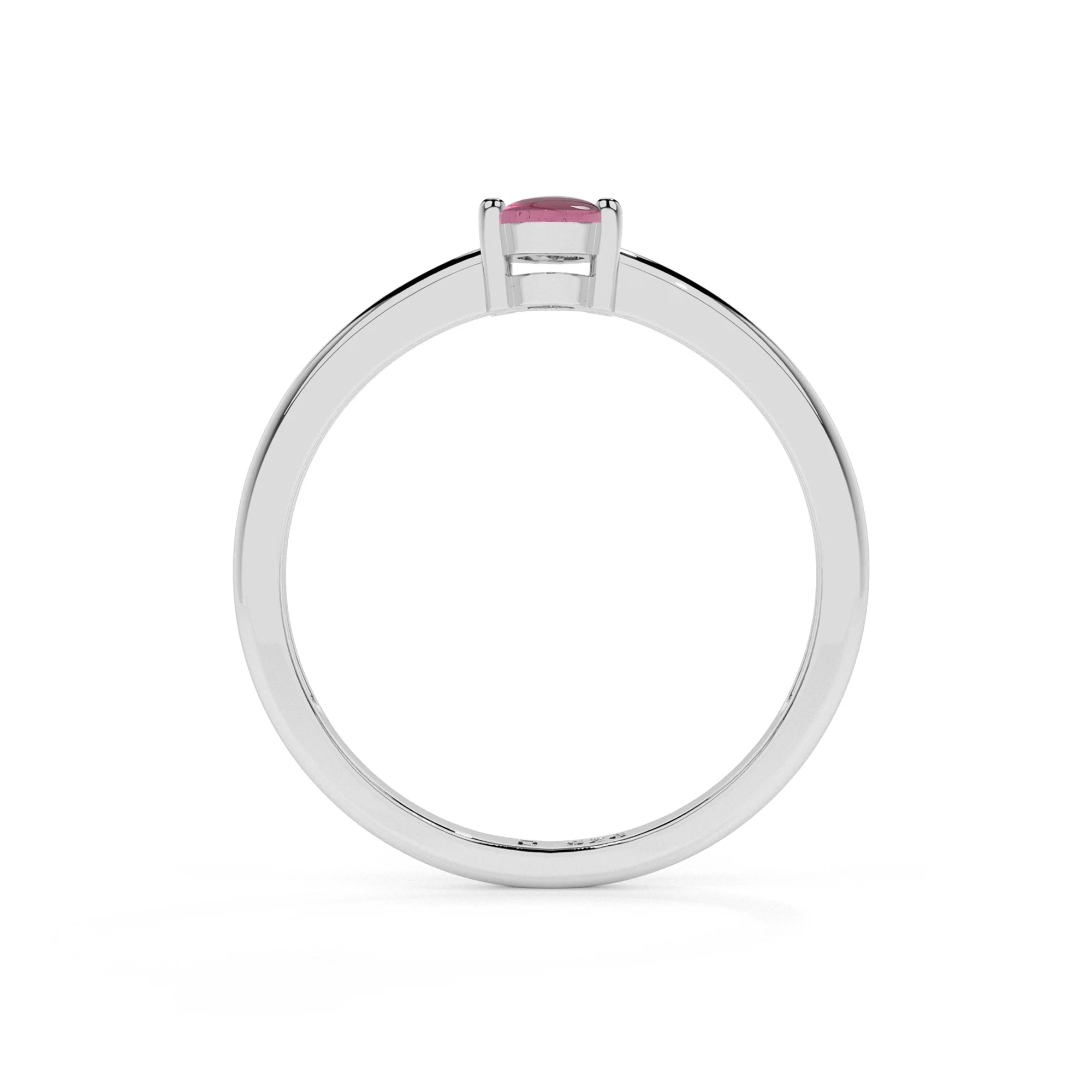 pink tourmaline oval cab stackable prong-set ring