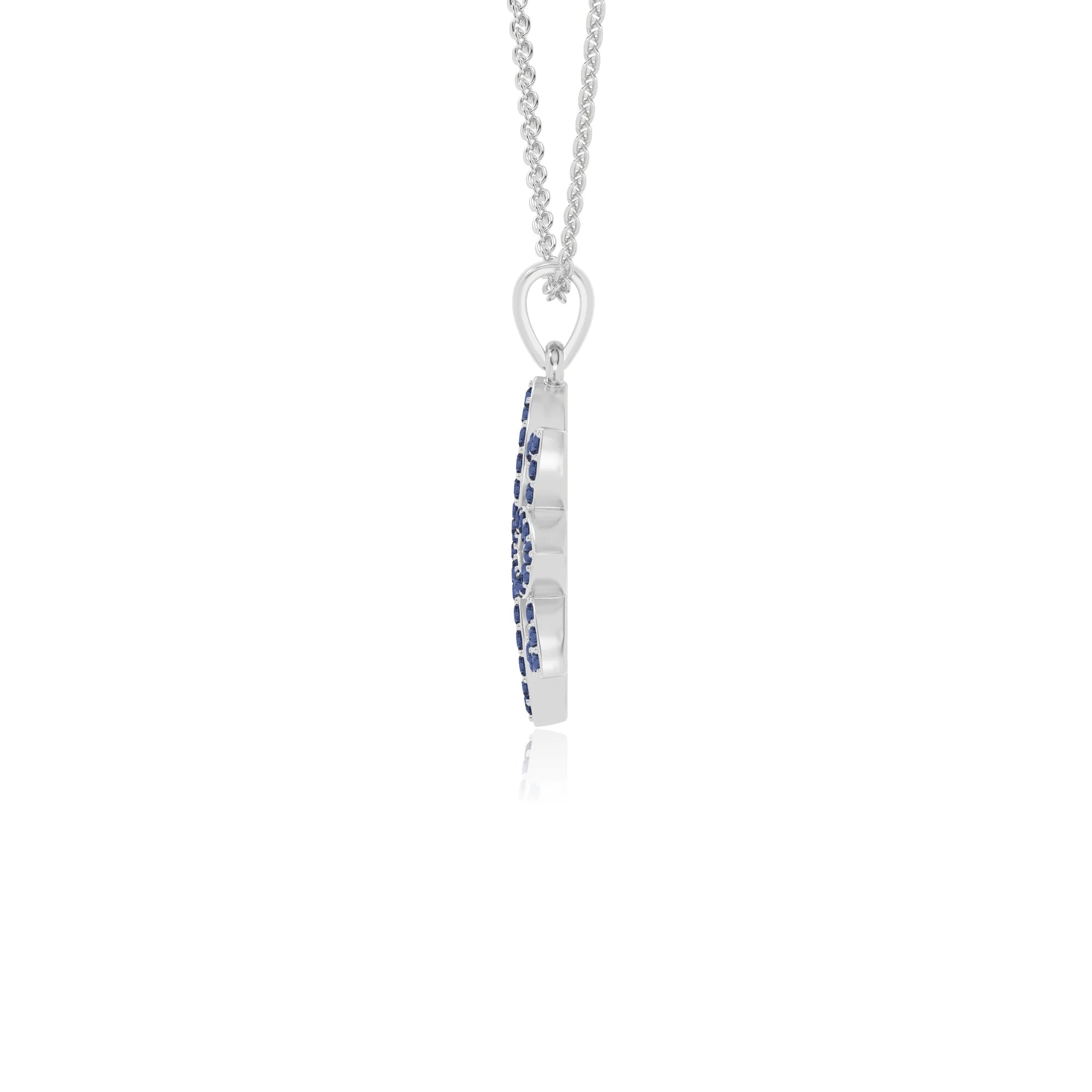 natural blue-sapphire flower necklaces in sterling silver 