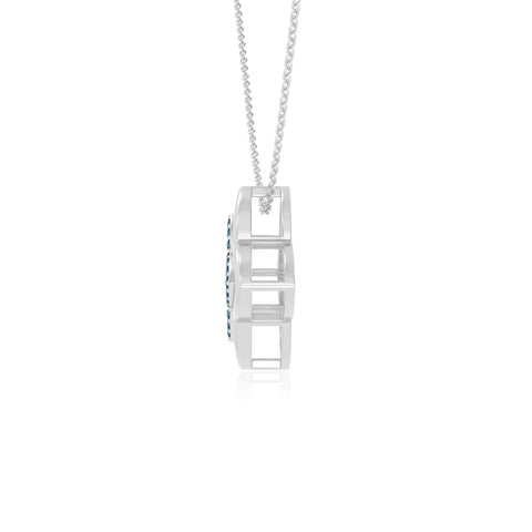 natural london-blue-topaz 4 petal flower necklaces in sterling silver 