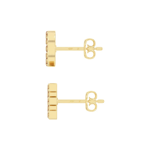 natural citrine love stud earrings in yellow gold vermeil 