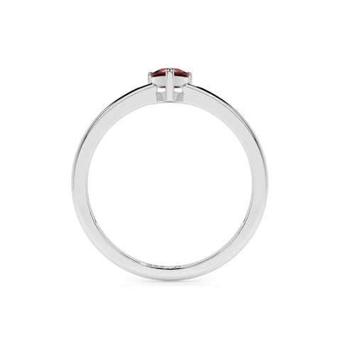 red garnet pear cut stackable prong-set ring