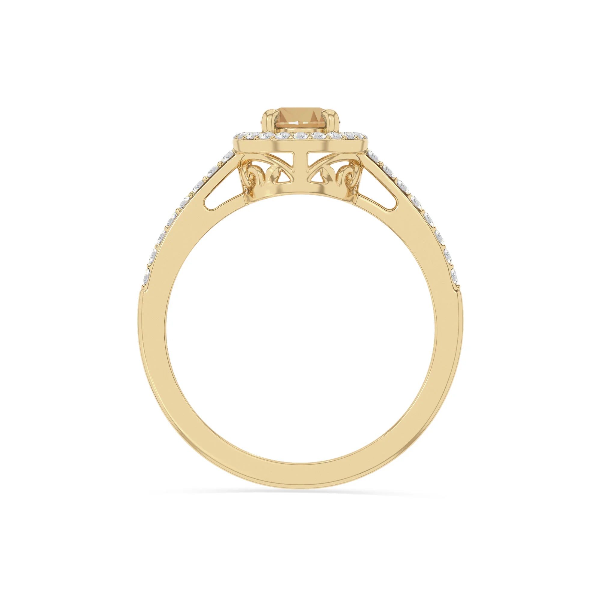 natural citrine solitaire halo engagement rings in yellow gold vermeil