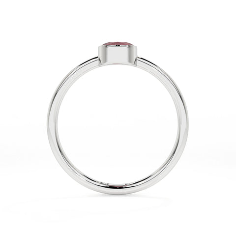 pink tourmaline round cut stackable bezel-set ring