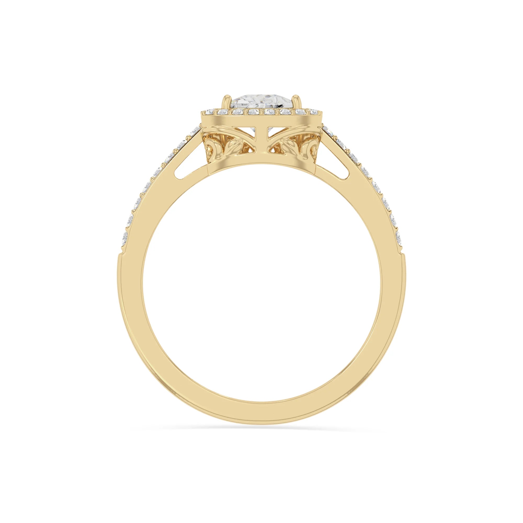 natural moissanite solitaire halo engagement rings in yellow gold vermeil
