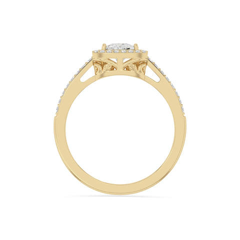 natural moissanite solitaire halo engagement rings in yellow gold vermeil