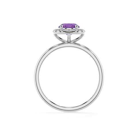 lab grown amethyst round halo solitaire engagement ring