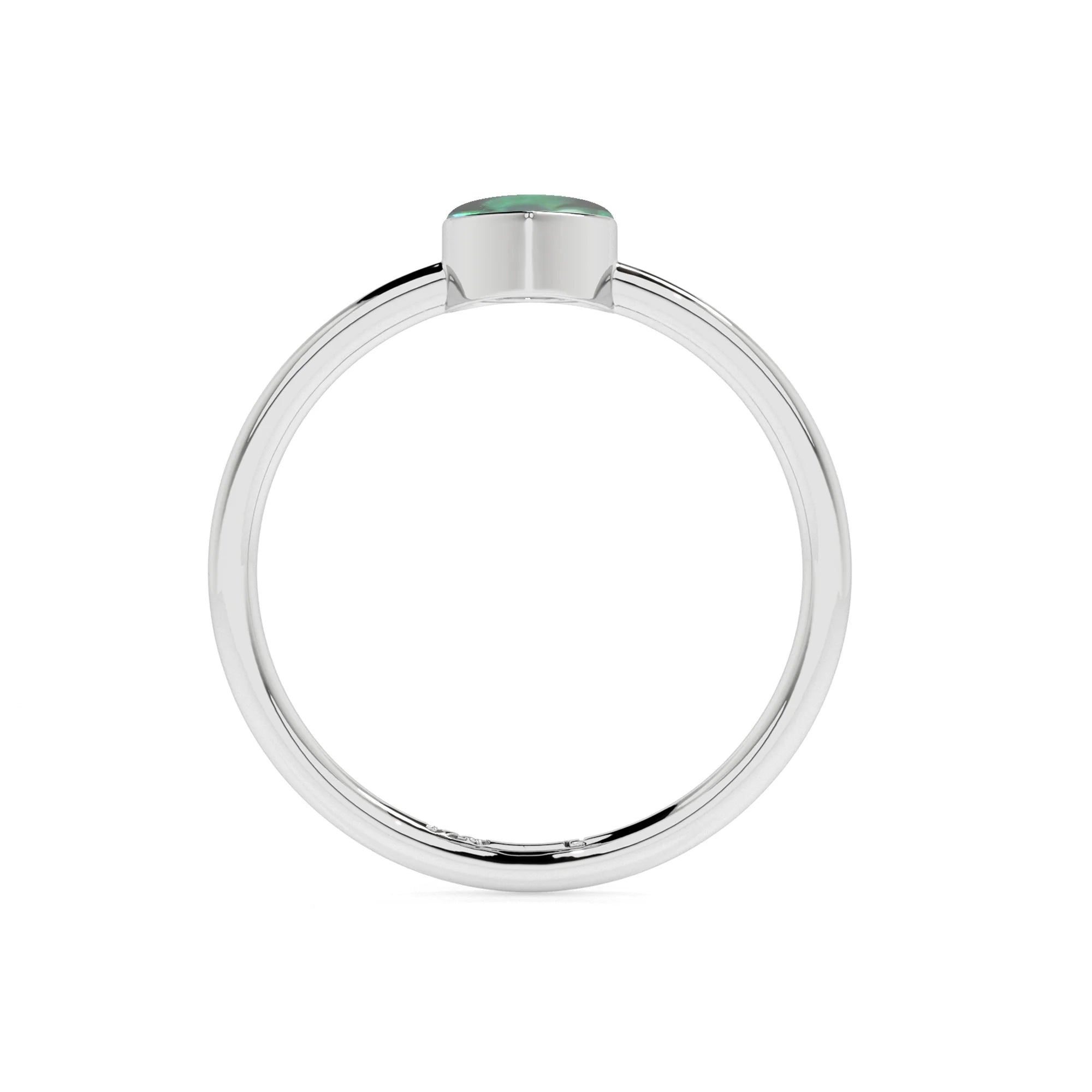 ethiopian opal pear cab stackable bezel-set ring