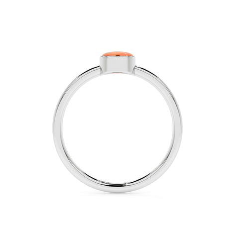 carnelian round cab stackable bezel-set ring