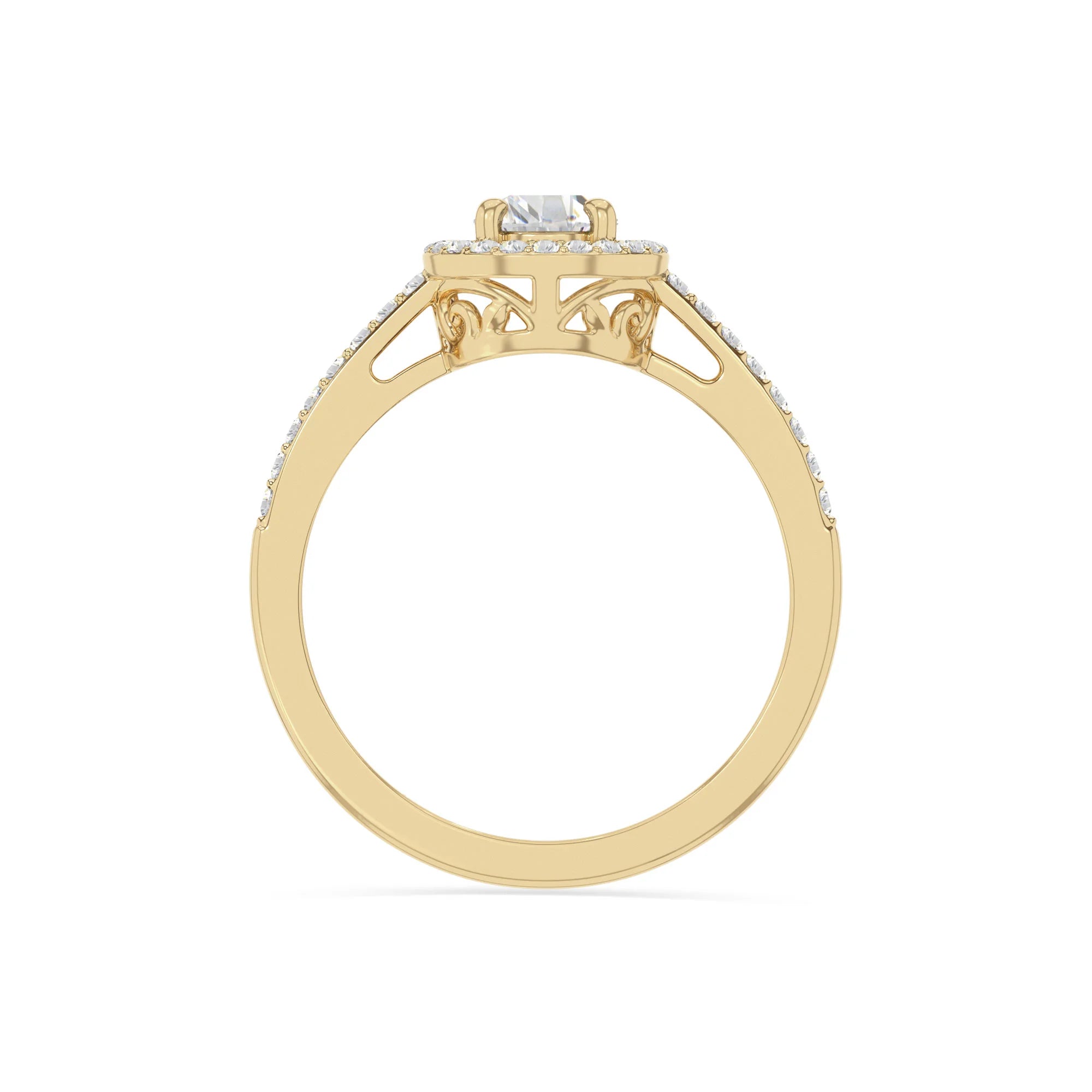 natural moissanite solitaire halo engagement rings in yellow gold vermeil