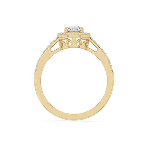 natural moissanite solitaire halo engagement rings in yellow gold vermeil