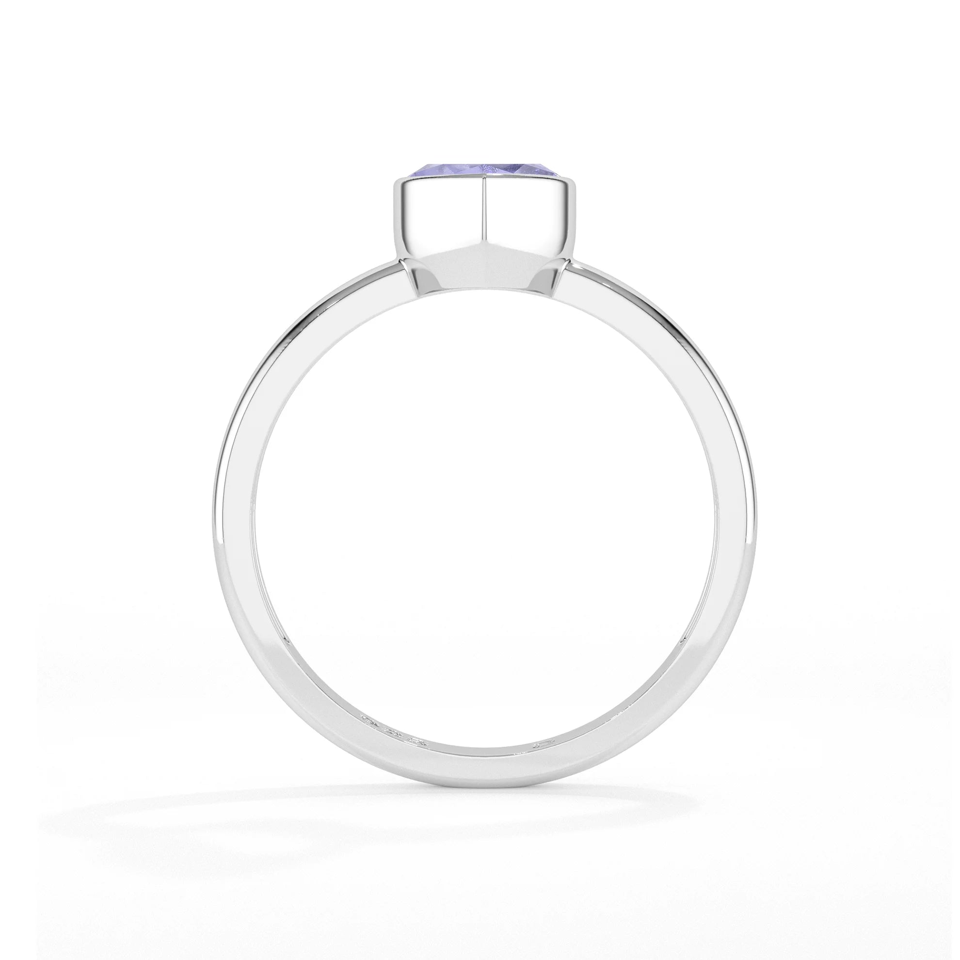 tanzanite pear cut stackable bezel-set ring