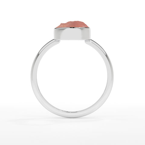 rose-quartz rough shape stackable bezel-set ring